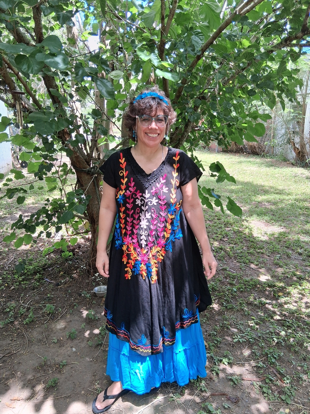 Exist Black Dress with Multicolor Embroidery